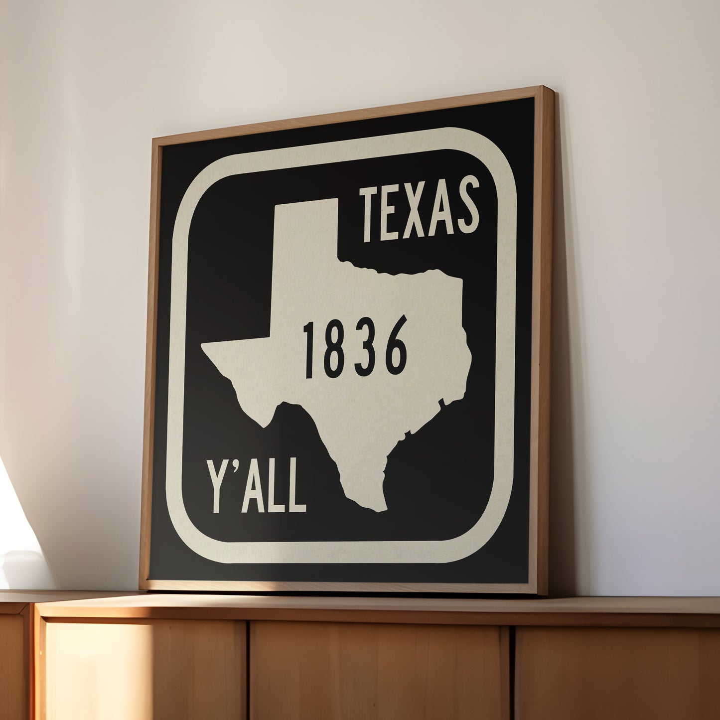 Texas Y'all Road Sign Art Print - Black