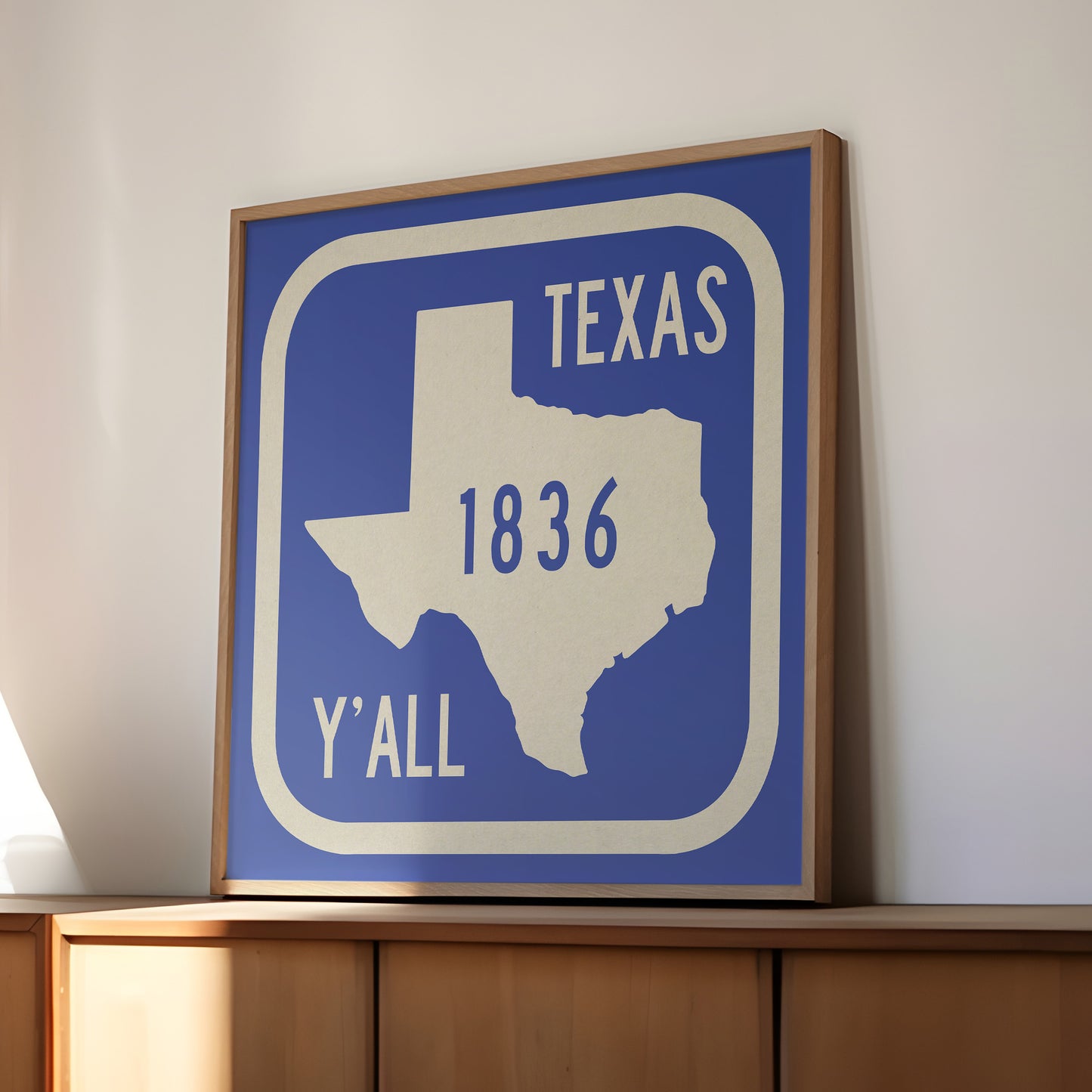 Texas Y'all Road Sign Art Print - Royal Blue