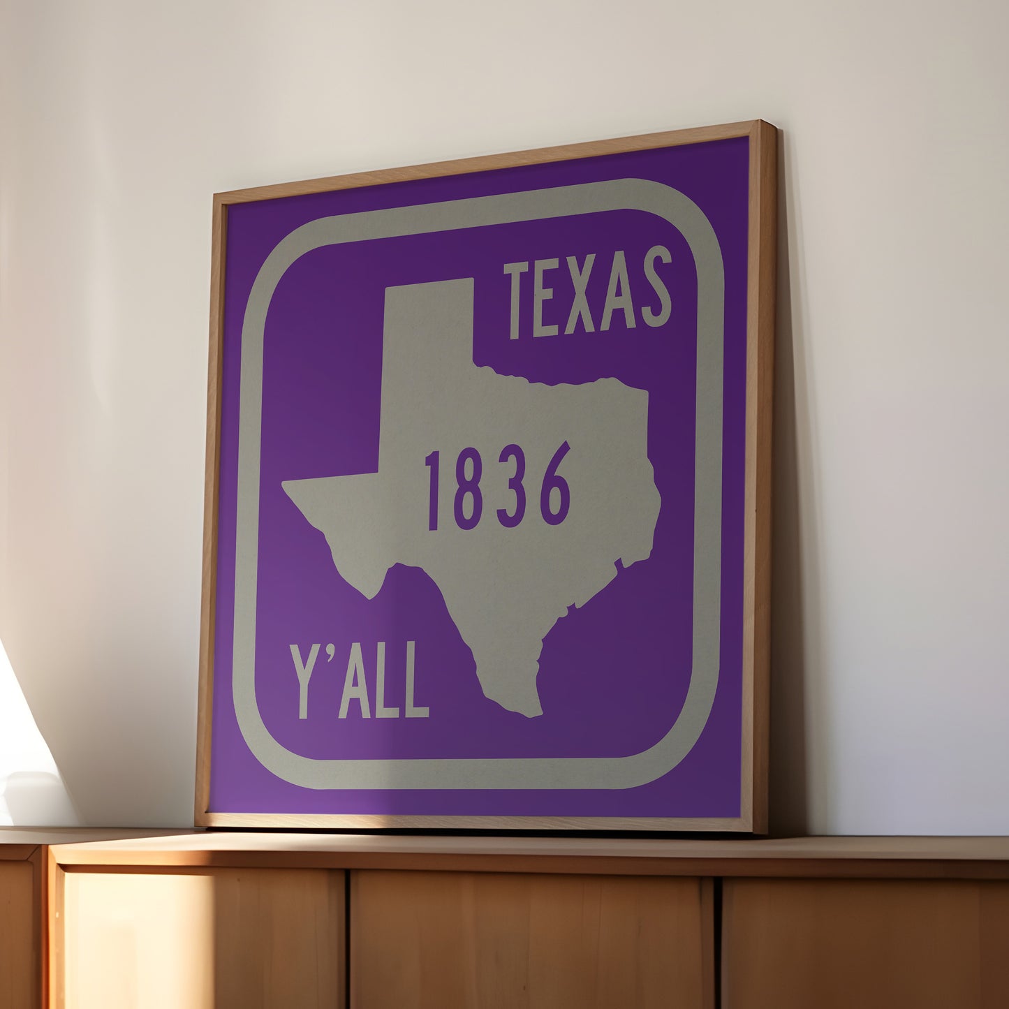 Texas Y'all Road Sign Art Print - Purple