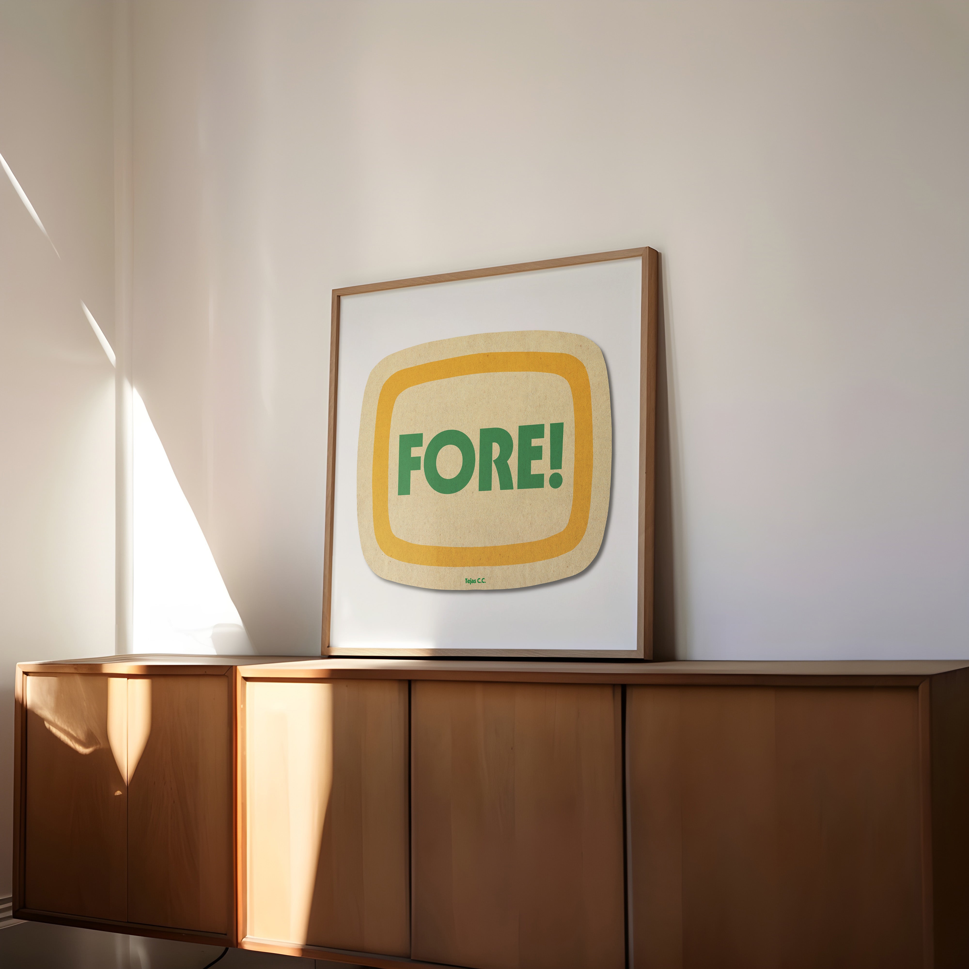 Retro Fore! Golf Coaster Art Print - Tejas Country Club