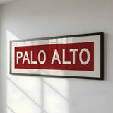 Framed Palo Alto Cardinal Red and White Bus Scroll