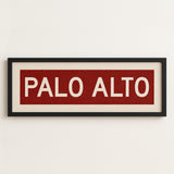 Framed Palo Alto Cardinal Red and White Bus Scroll
