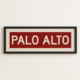 Framed Palo Alto Cardinal Red and White Bus Scroll