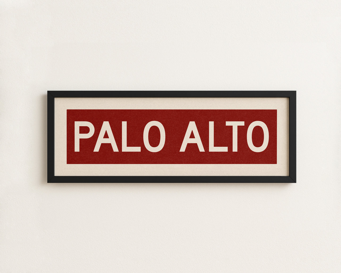 Framed Palo Alto Cardinal Red and White Bus Scroll