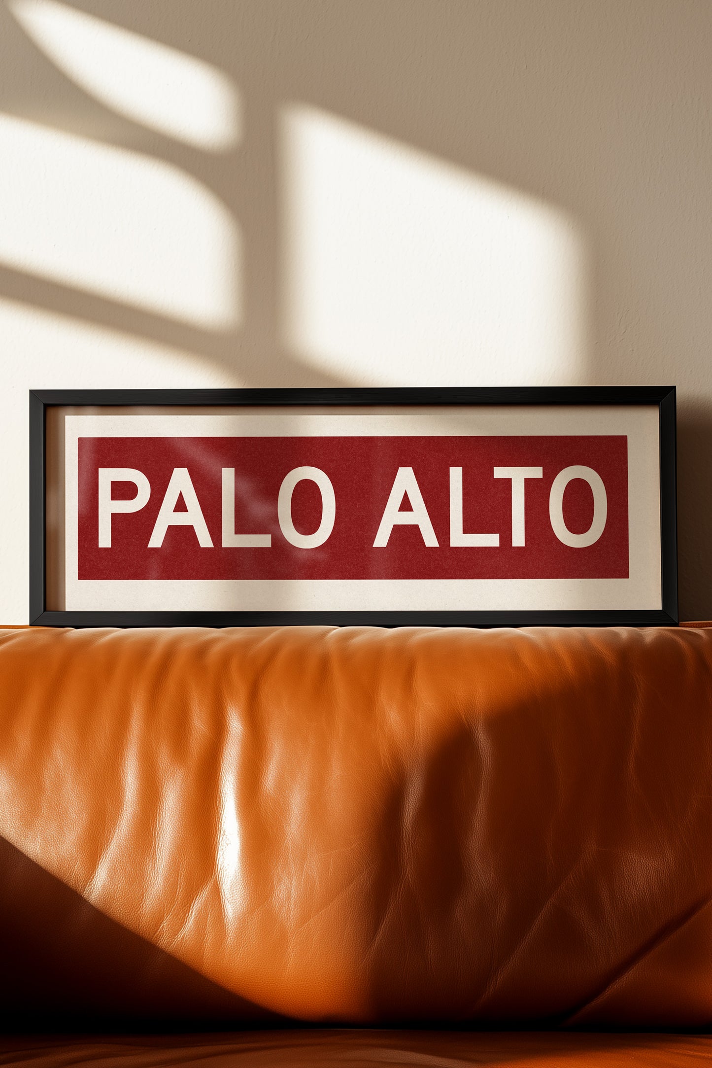 Framed Palo Alto Cardinal Red and White Bus Scroll