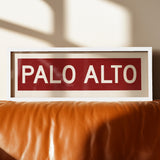 Framed Palo Alto Cardinal Red and White Bus Scroll
