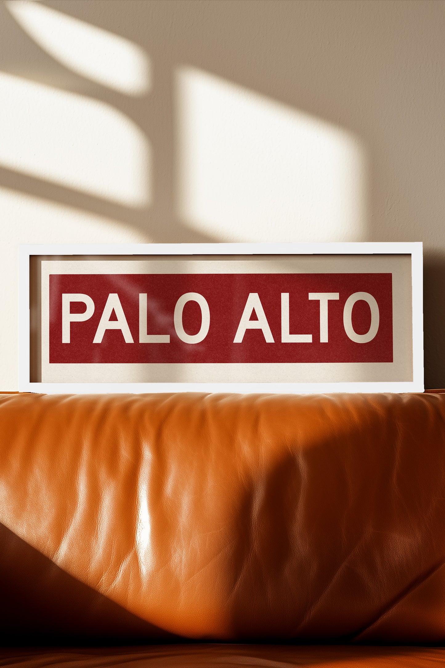 Framed Palo Alto Cardinal Red and White Bus Scroll