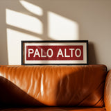 Framed Palo Alto Cardinal Red and White Bus Scroll