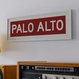 Framed Palo Alto Cardinal Red and White Bus Scroll