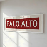 Framed Palo Alto Cardinal Red and White Bus Scroll