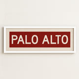 Framed Palo Alto Cardinal Red and White Bus Scroll
