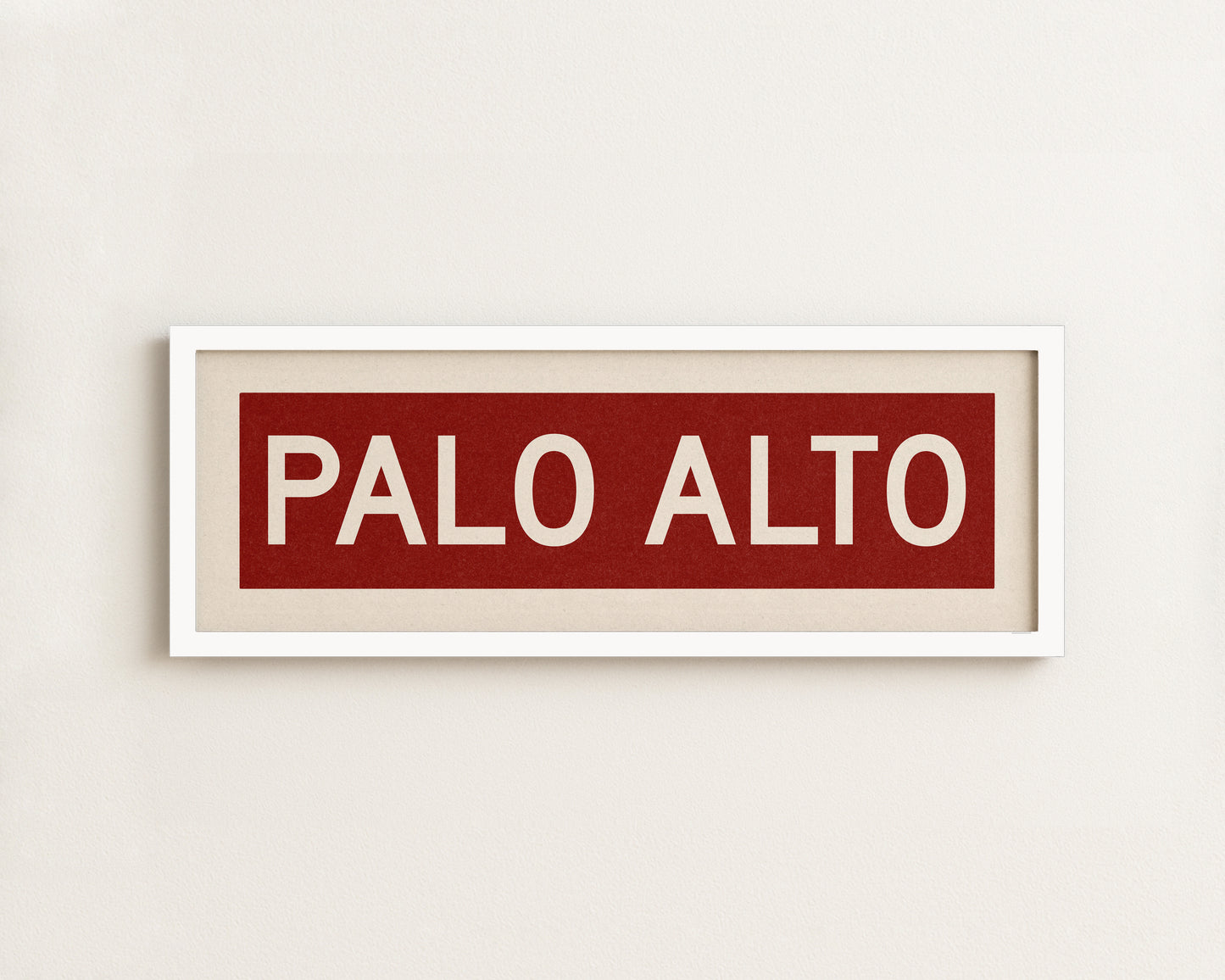 Framed Palo Alto Cardinal Red and White Bus Scroll