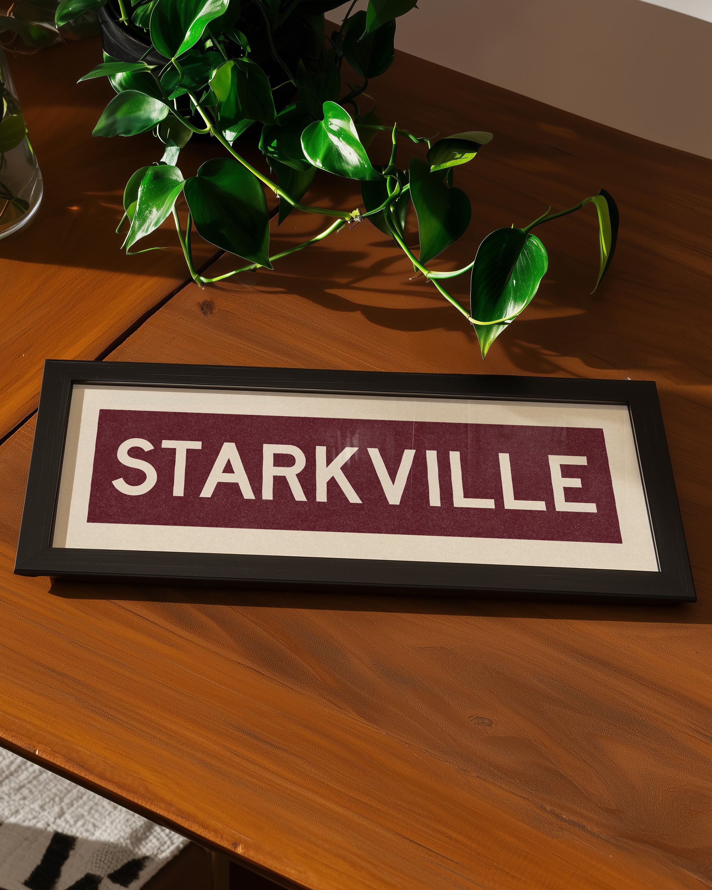 Framed Starkville Maroon Bus Scroll - Tejas Country Club