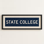 Framed State College Navy Bus Scroll - Tejas Country Club