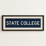 Framed State College Navy Bus Scroll - Tejas Country Club