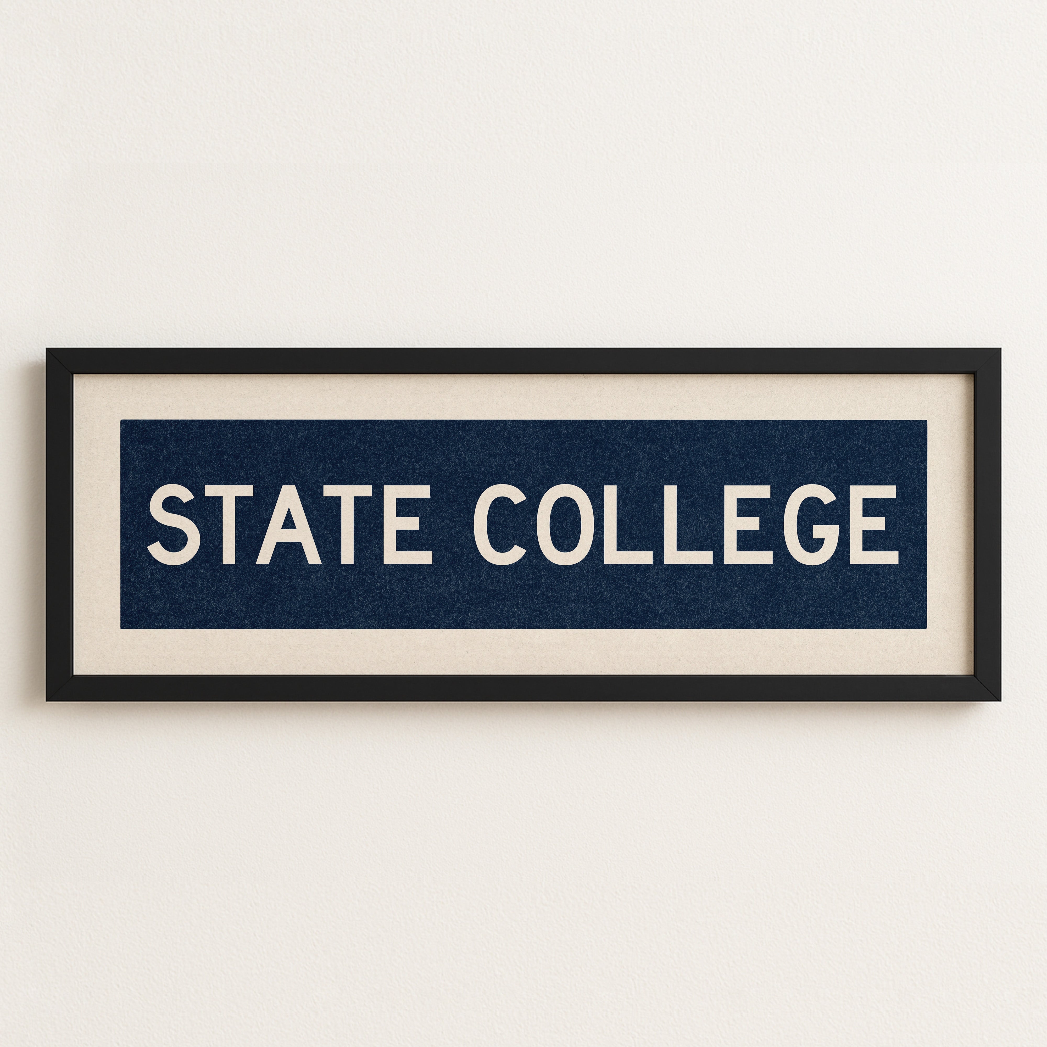 Framed State College Navy Bus Scroll - Tejas Country Club