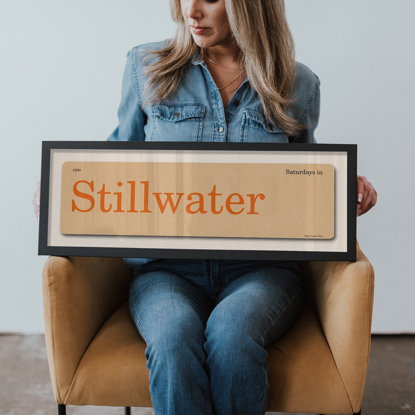 Saturdays in Stillwater, Oklahoma Vintage Flash Card Framed Print - Tejas Country Club