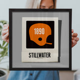 Framed Stillwater Oklahoma Football Helmet Matchbook Print