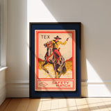 Framed Tex Cowboy Vintage Matchbook Art Print - Tejas Country Club