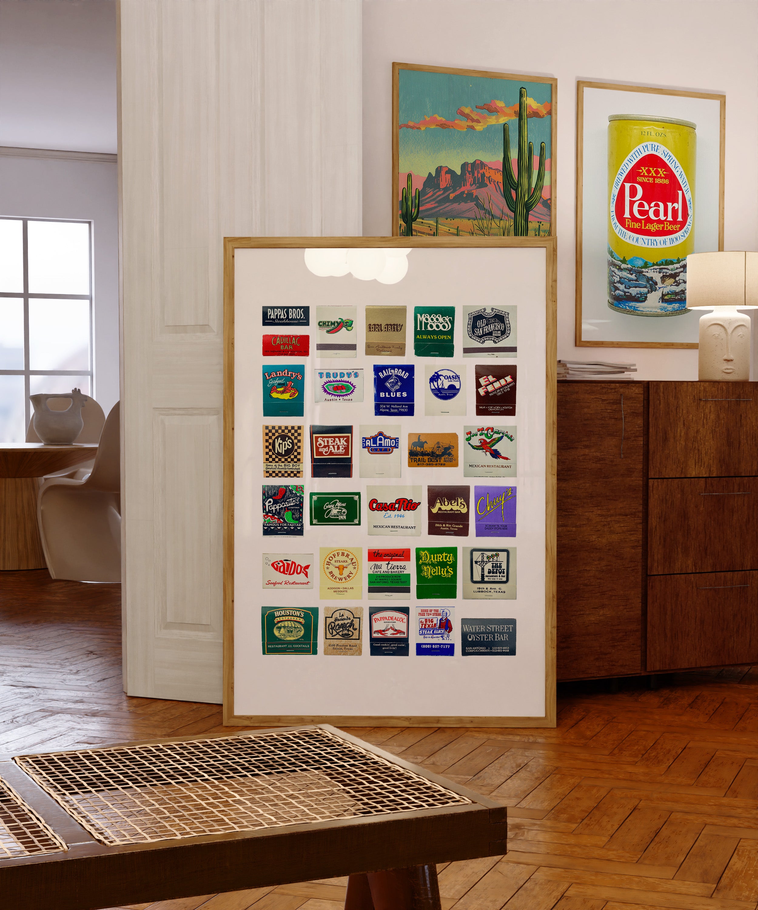 Texas Matchbook Collage Art Poster - Tejas Country Club