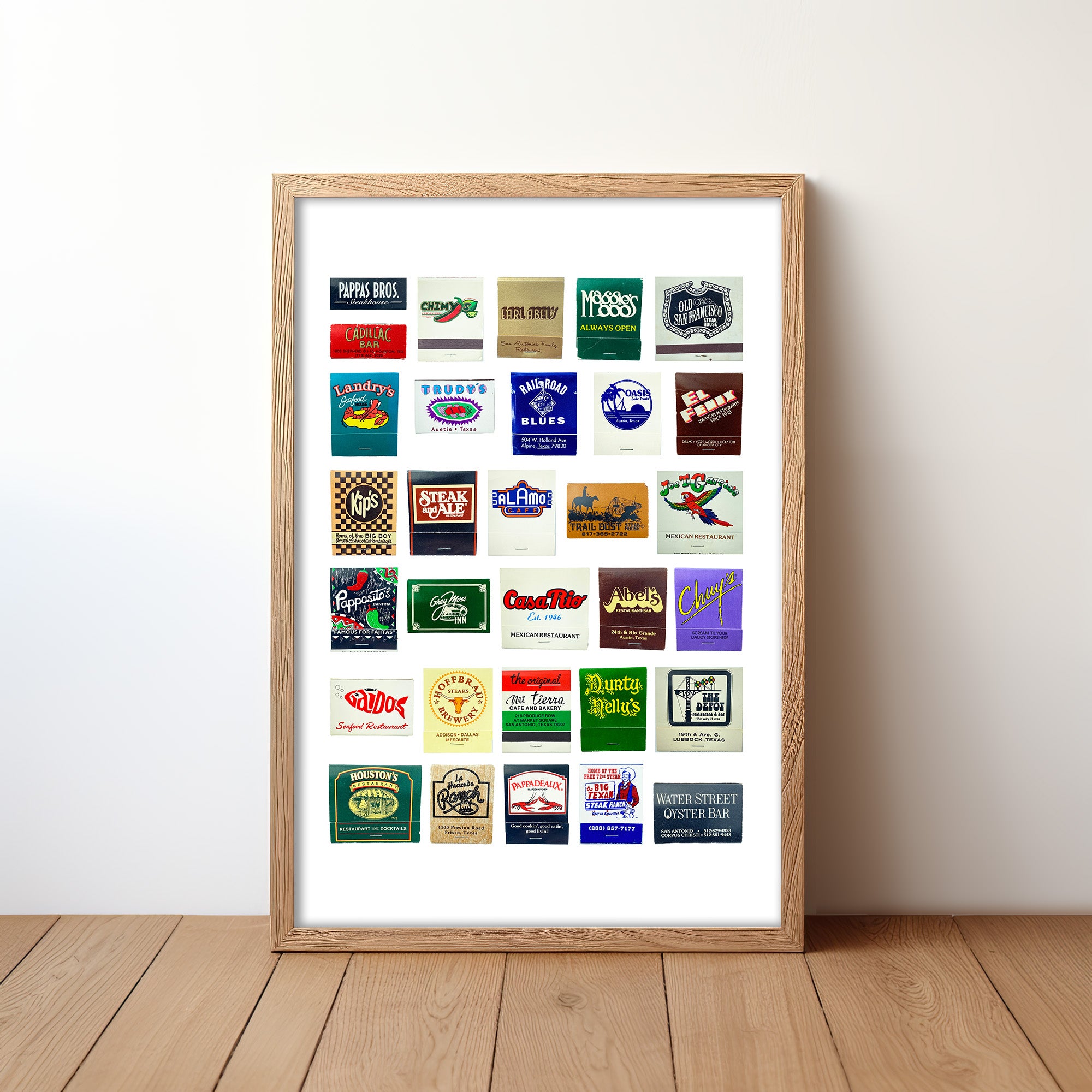 Texas Matchbook Collage Art Poster - Tejas Country Club