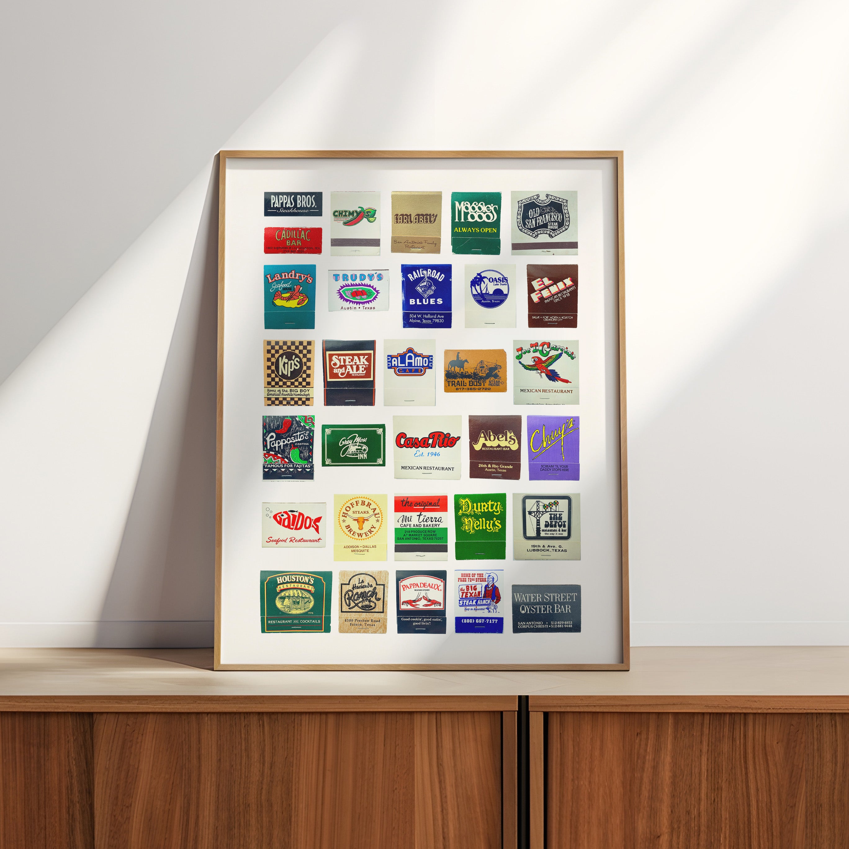 Texas Matchbook Collage Art Poster - Tejas Country Club