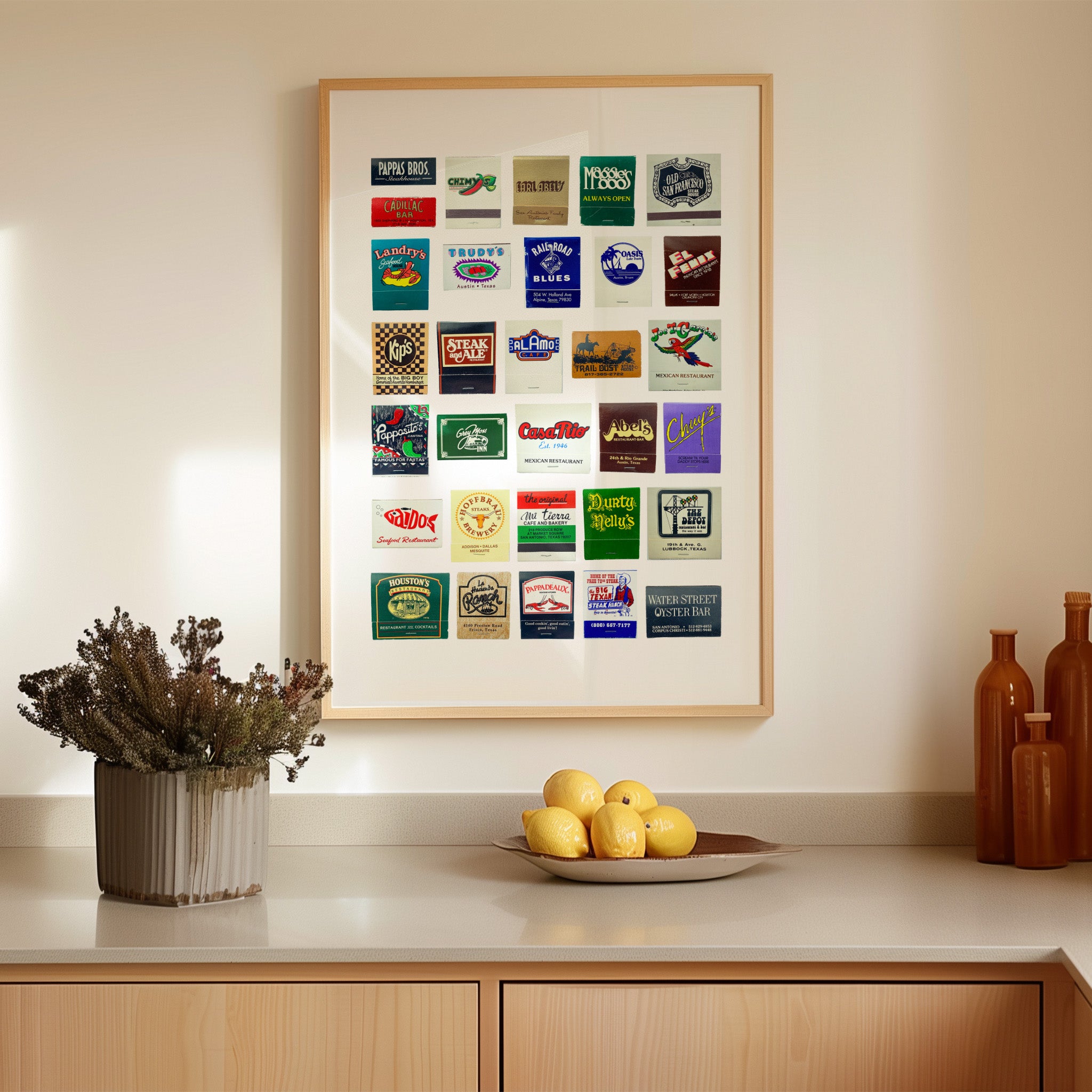 Texas Matchbook Collage Art Poster - Tejas Country Club