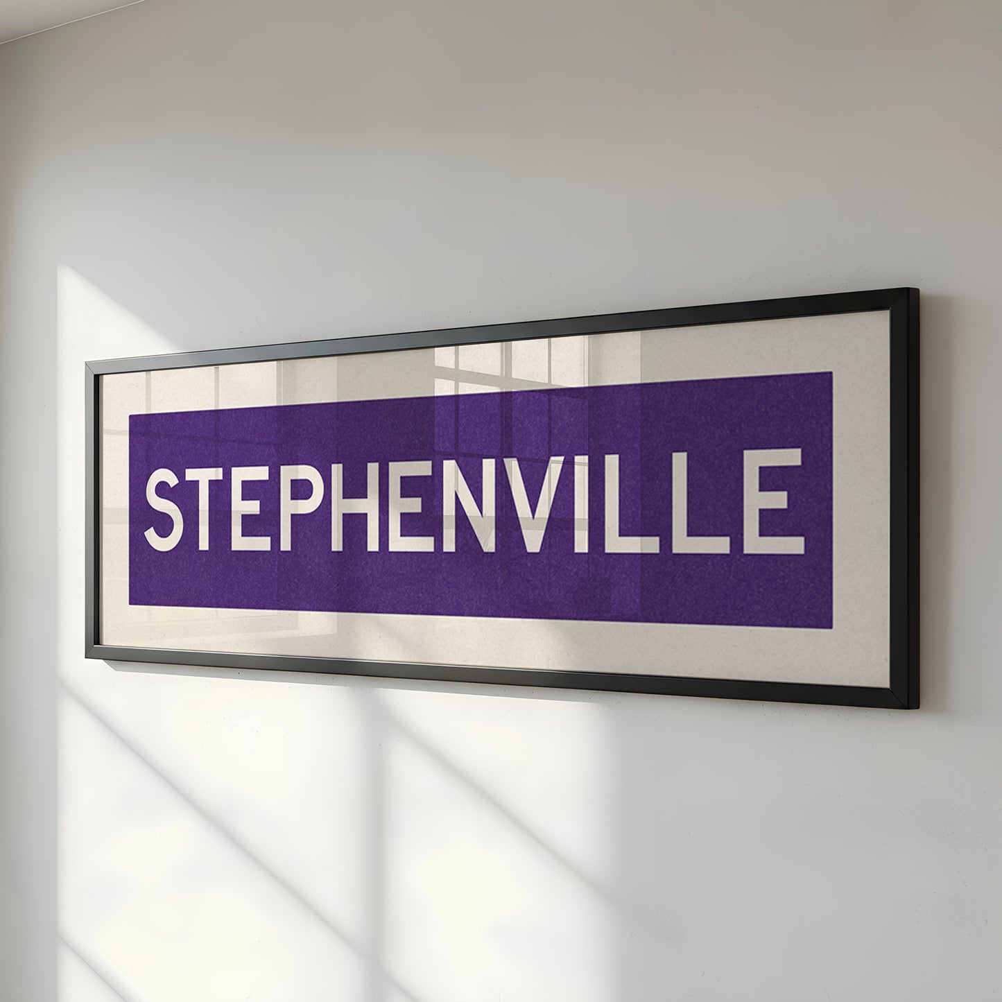 Framed Stephenville Purple and White Bus Scroll - Tejas Country Club