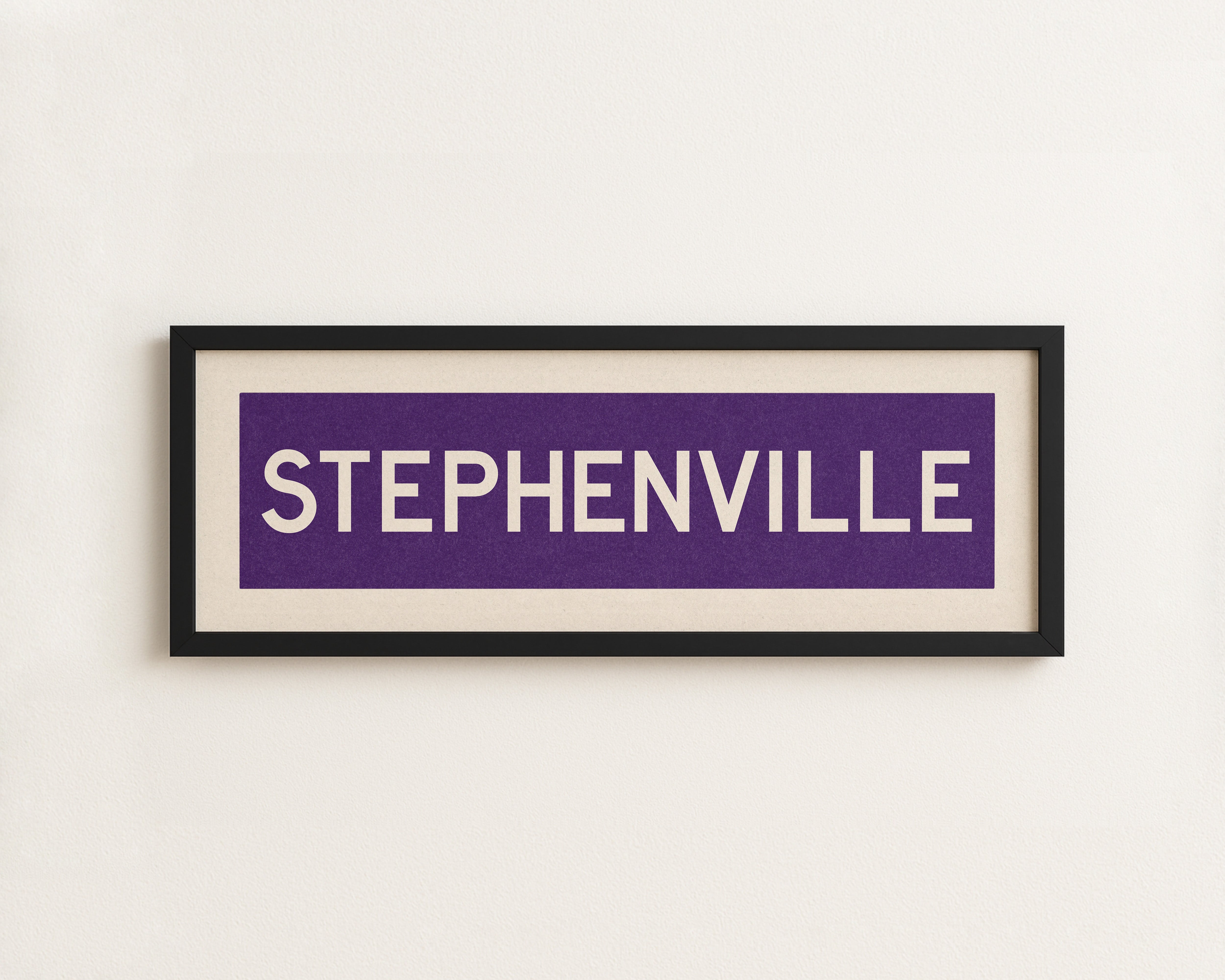 Framed Stephenville Purple and White Bus Scroll - Tejas Country Club