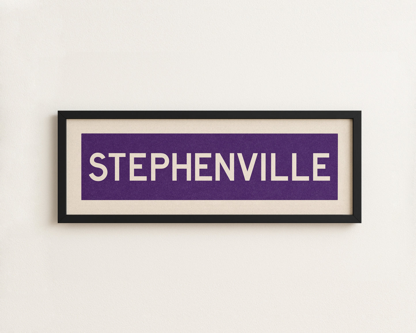 Framed Stephenville Purple and White Bus Scroll - Tejas Country Club