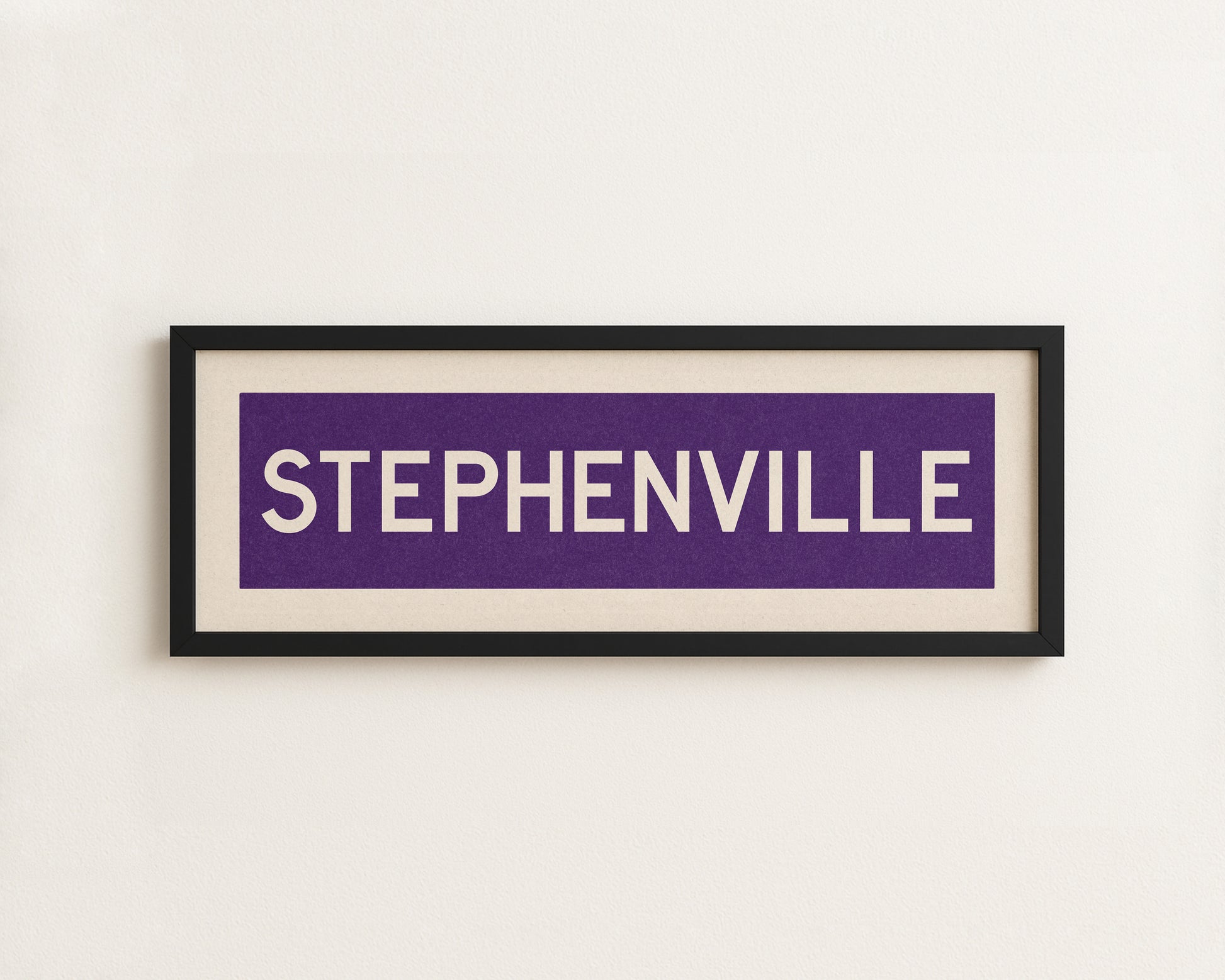Framed Stephenville Purple and White Bus Scroll - Tejas Country Club