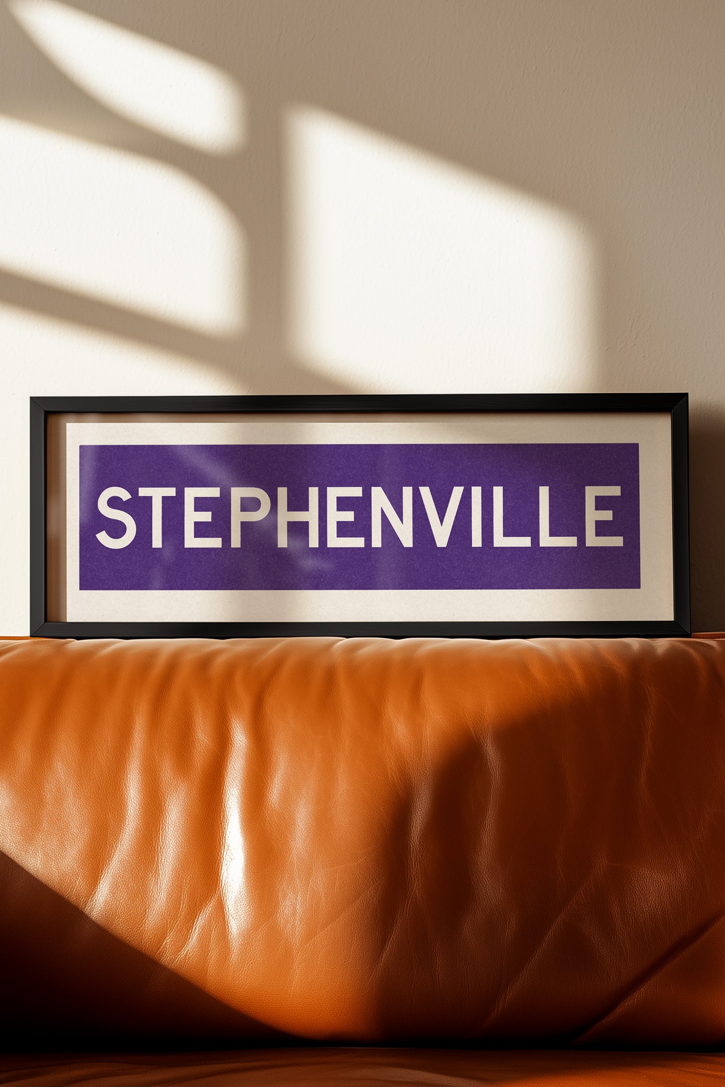 Framed Stephenville Purple and White Bus Scroll - Tejas Country Club