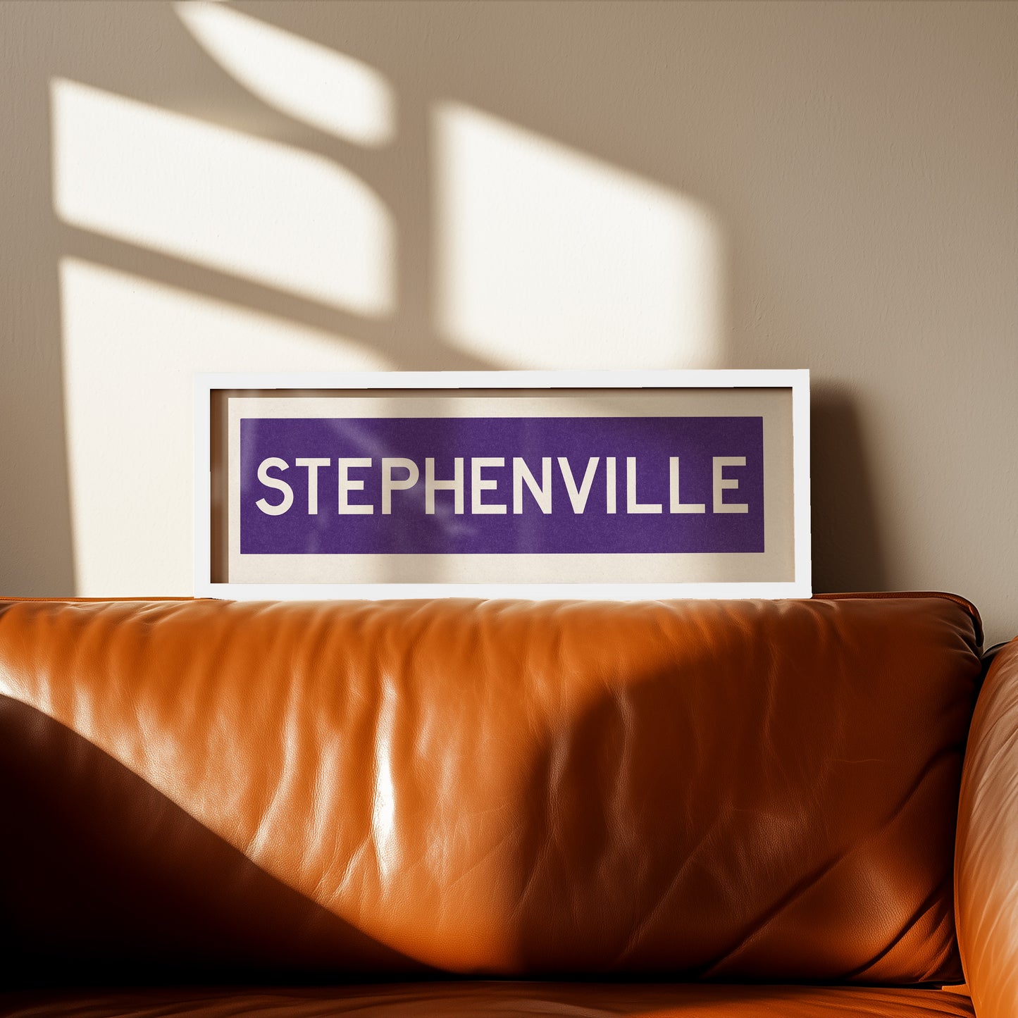 Framed Stephenville Purple and White Bus Scroll - Tejas Country Club
