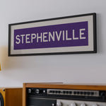 Framed Stephenville Purple and White Bus Scroll - Tejas Country Club