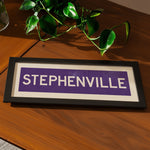 Framed Stephenville Purple and White Bus Scroll - Tejas Country Club