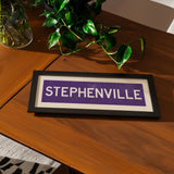 Framed Stephenville Purple and White Bus Scroll - Tejas Country Club