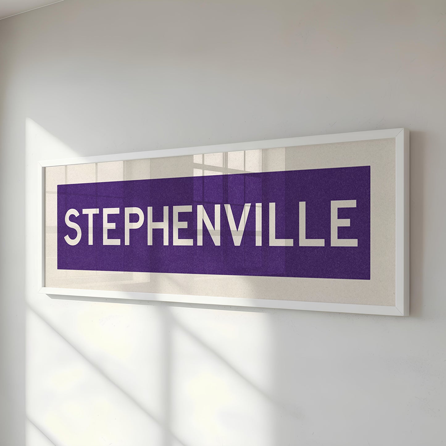 Framed Stephenville Purple and White Bus Scroll - Tejas Country Club