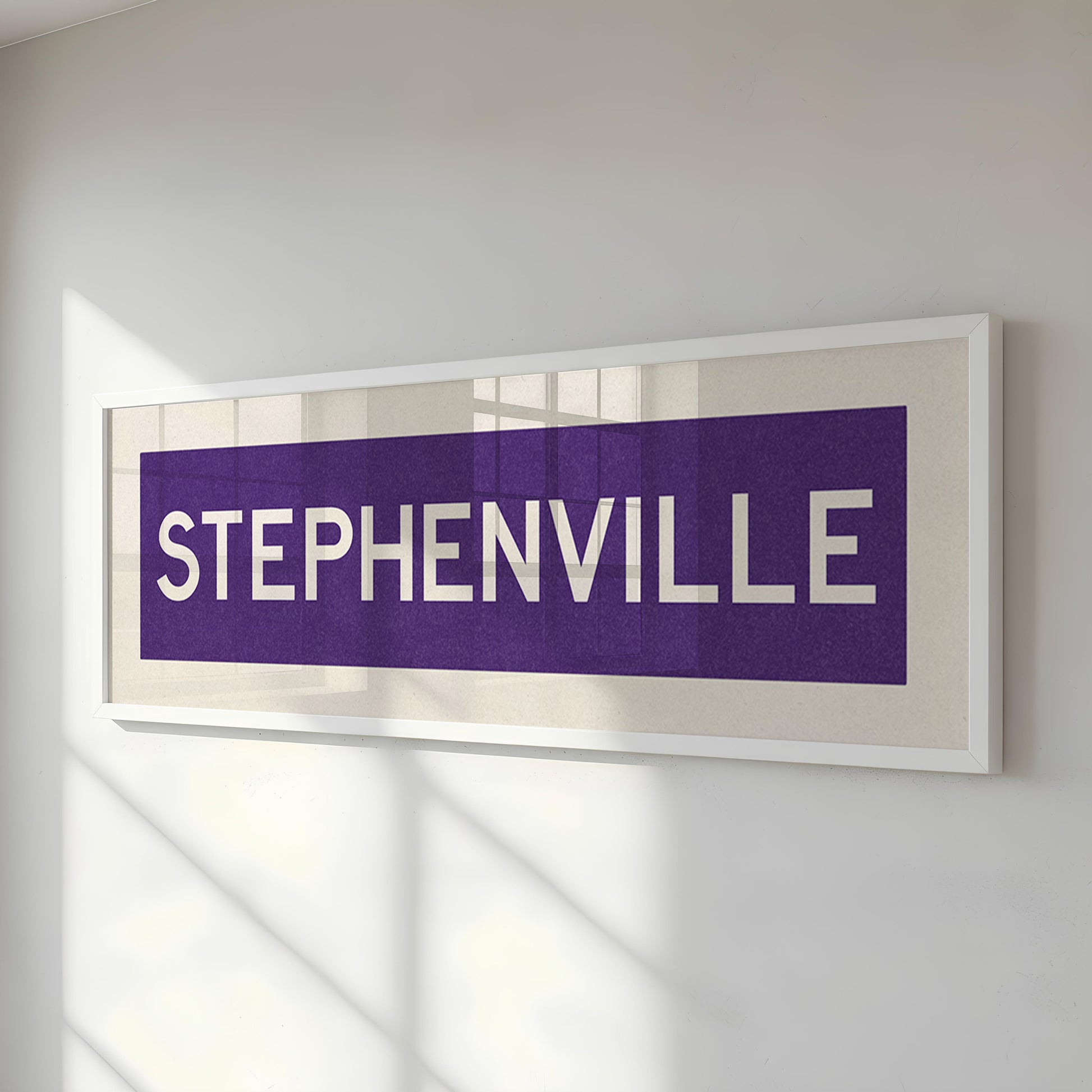 Framed Stephenville Purple and White Bus Scroll - Tejas Country Club