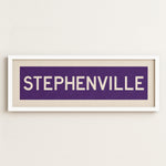 Framed Stephenville Purple and White Bus Scroll - Tejas Country Club