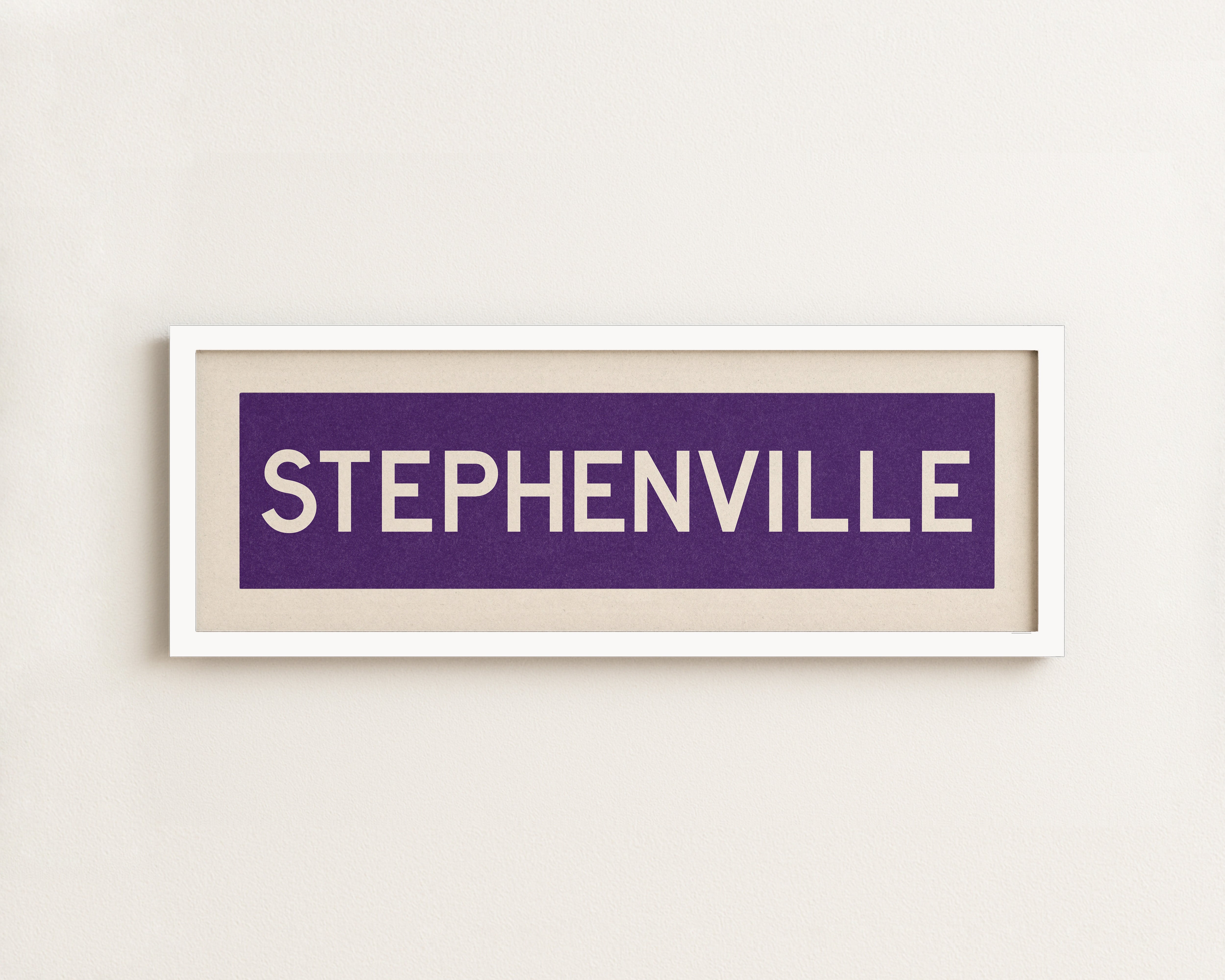 Framed Stephenville Purple and White Bus Scroll - Tejas Country Club