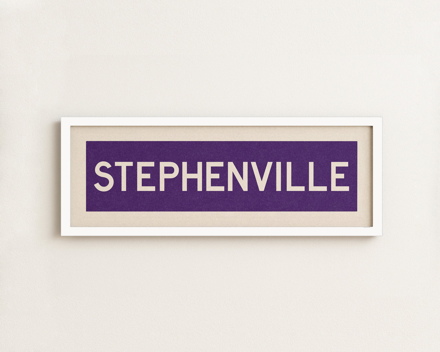 Framed Stephenville Purple and White Bus Scroll - Tejas Country Club