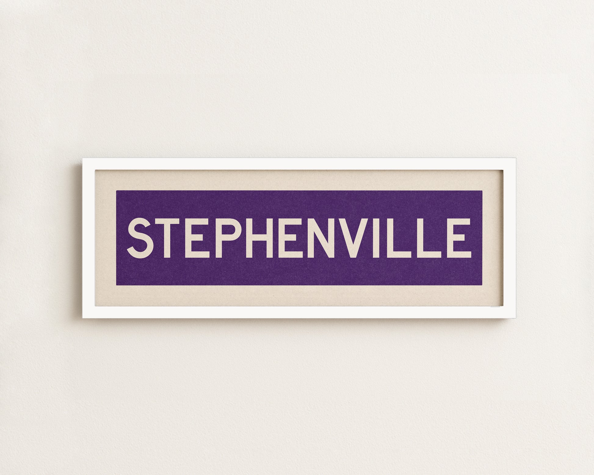 Framed Stephenville Purple and White Bus Scroll - Tejas Country Club