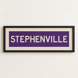 Framed Stephenville Purple and White Bus Scroll