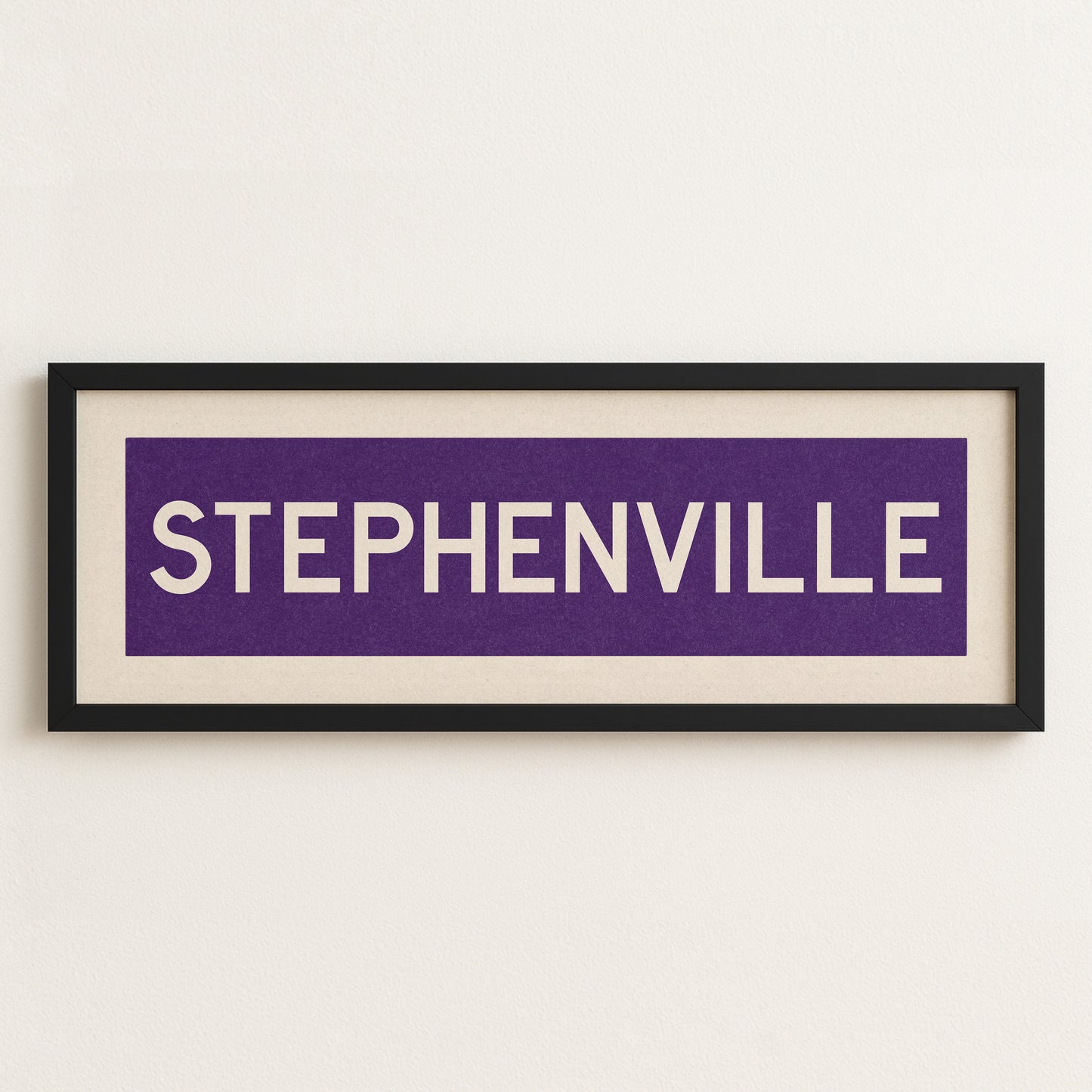 Framed Stephenville Purple and White Bus Scroll