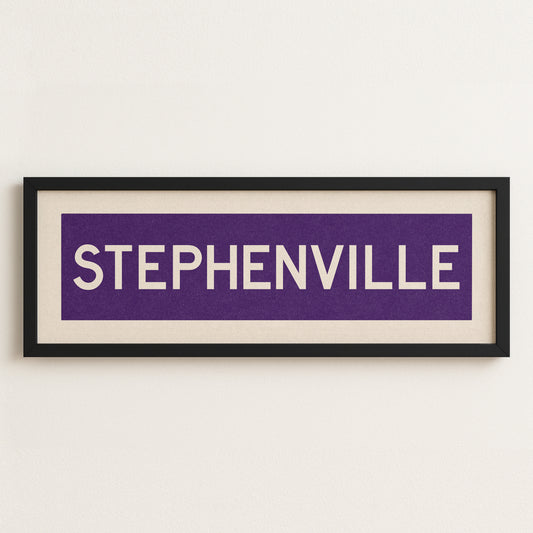 Framed Stephenville Purple and White Bus Scroll