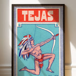 Framed Tejas Bow and Arrow Native Vintage Art Print - Tejas Country Club