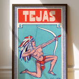 Framed Tejas Bow and Arrow Native Vintage Art Print - Tejas Country Club