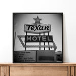 Texan Motel Sign Holga Photograph Print - Tejas Country Club