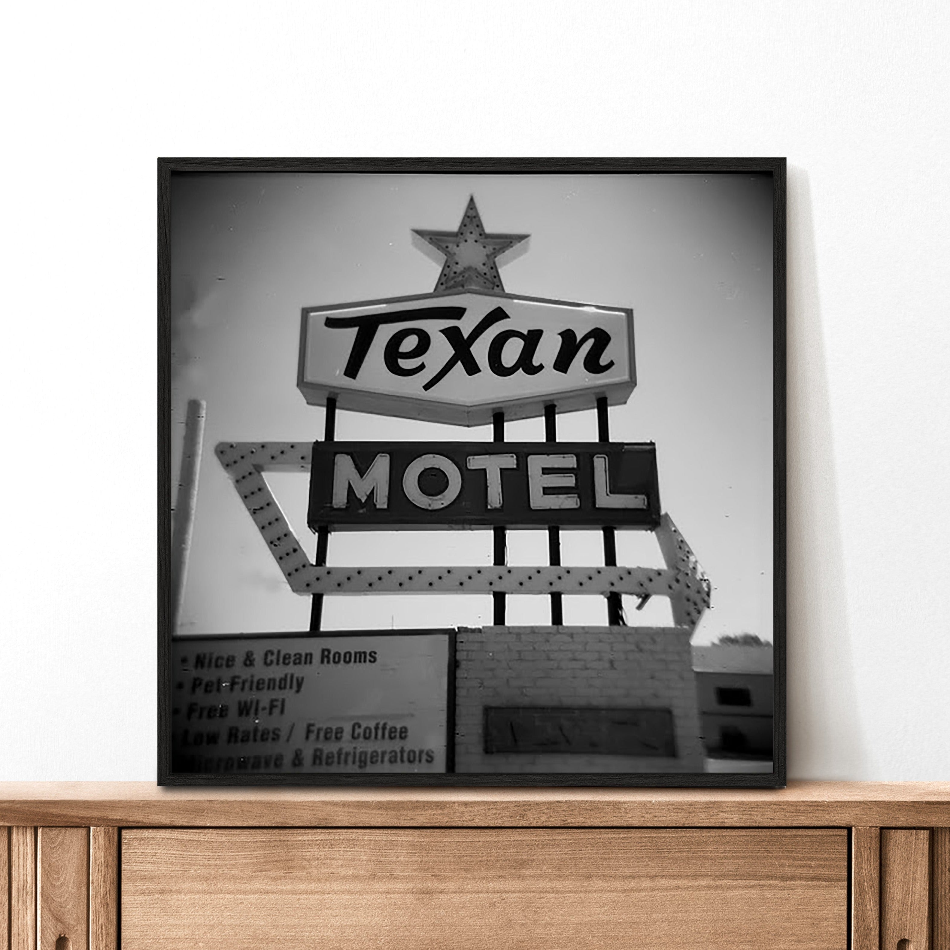 Texan Motel Sign Holga Photograph Print - Tejas Country Club