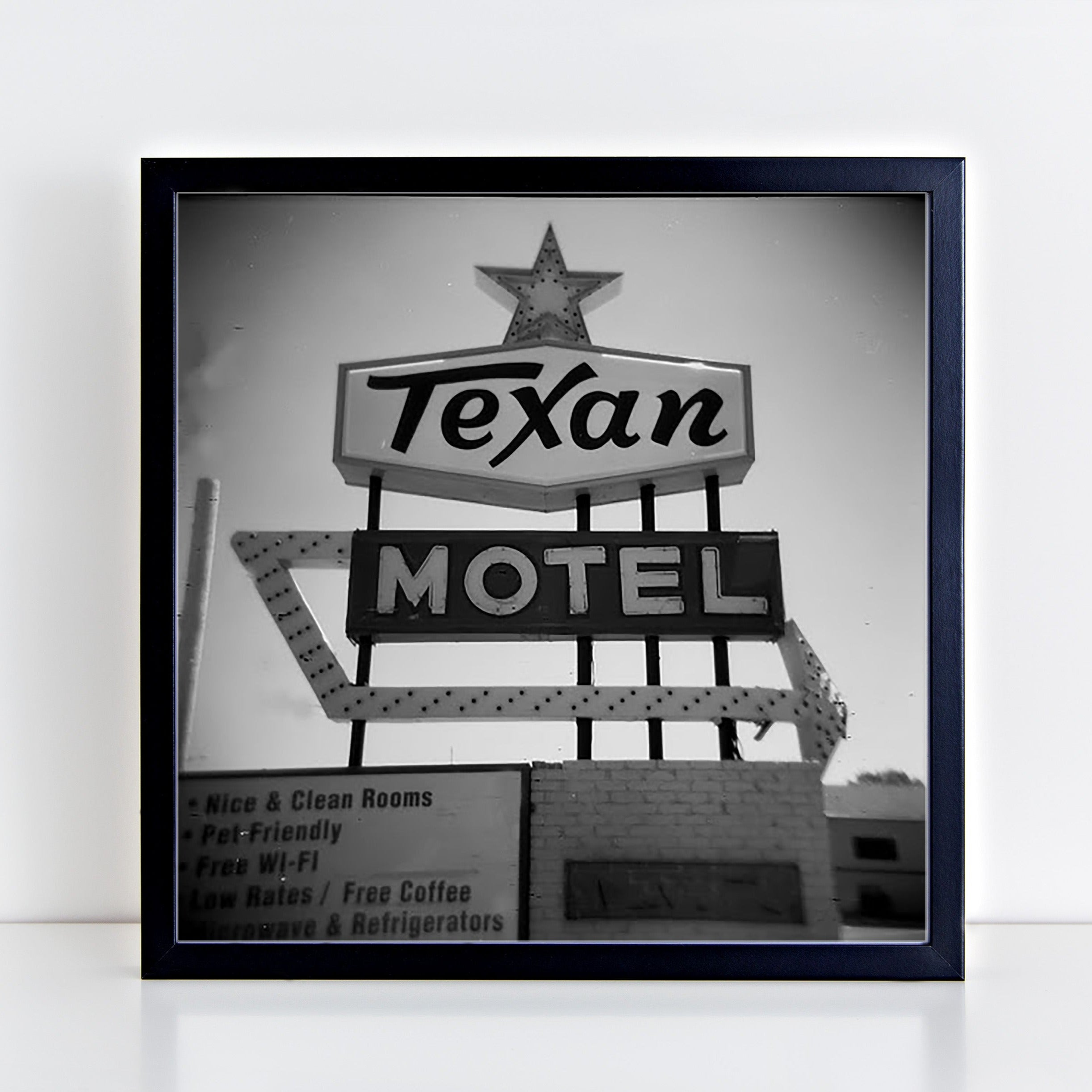 Texan Motel Sign Holga Photograph Print - Tejas Country Club